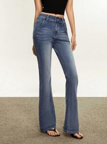 Rivivi Vaqueros de pierna acampanada informales lavados para mujer