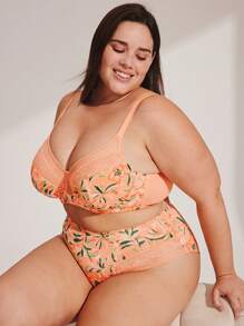 LUVLETTE Plus Woman Breezy Comfort Lingerie Full Coverage Support&Breathable Underwire Sexy Unlined Lace Elegance Minimizer Bra