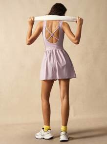 VARSITIE 女式拼色圆领无袖运动连衣裙，夏季 - 彩色 - 查看 2