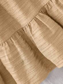 SHEIN Vestido sin mangas holgado de textura color caqui para bebé niña en vacaciones de verano - Caqui - Ver 6