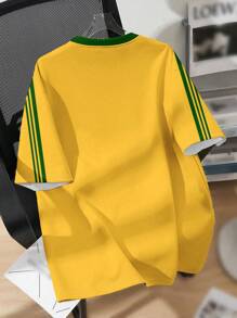 SHEIN Teen Girls' Casual Fashion Classic Chic Brazil Flag Pattern Knit Oversized T-Shirt, Suitable For Summer
