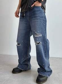 DAZY Distressed Washed Blue Men's Denim Jeans For Spring & Summer - Blue - View 5
