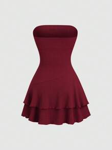 Sweetra Y2K 性感褶饰纹理面料抹胸迷你连衣裙