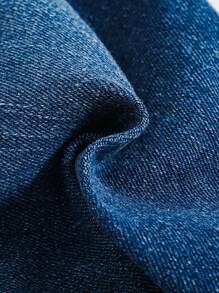 SHEIN Pantalones vaqueros negros de denim suaves, casuales y con rotos en forma de bigotes de gato, de gran elasticidad, para bebés niños, casual y versátil para ropa de otoño/invierno interior/exterior - Azul lavado oscuro - Ver 5