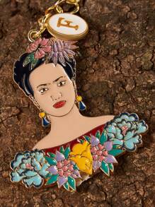 Frida Kahlo X SHEIN 1 pieza Placa de identificación de aleación de zinc de moda, accesorio de etiqueta de identificación personalizada para asas de tazas, adecuada para tazas, llaveros, oficina, hogar, fiesta de cumpleaños, 26 alfabetos disponibles