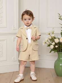 Souflis Baby Boy Casual Plain Short Sleeve Top And Shorts Set