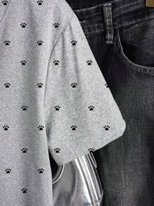INAWLY Maglietta casual estiva da donna con collo rotondo e maniche corte, con stampa a impronta