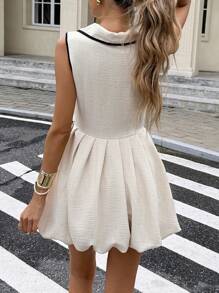 SHEIN Frenchy Women's Summer Lapel Neck Single-Breasted Sleeveless Mini Dress Casual - Apricot - View 2