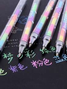 SHEIN 3/6 Pieces/Lot Brand New 6-Color Highlighter Pen Stationery Cute Design Ink 6-Color Highlighter Marker Pen Stationery Tip Pen Colorful Writing Supplies
