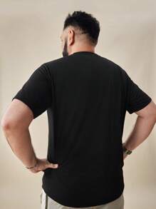 EASEVO Men Plus Size Solid Plain Casual Short Sleeve Round Neck Tee, For Going Out, Summer