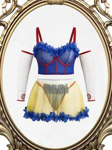 SHEIN 5pcs/Set Plus Size Sweet & Cute Colorblock Lingerie Set - Multicolor - View 8