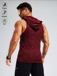 Manfinity Acti Log 男士撞色拼接连帽运动上衣压缩衣 - 紅色 - 查看 2