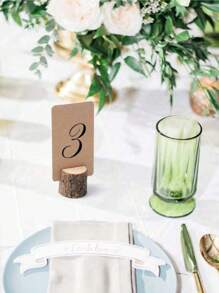 Wooden Place Card Holders, Premium Rustic Table Number Holders, Kraft Paper Table Place Cards, Wooden Photo Holders, Great For Wedding Party Table Names And More! - Brown - View 16
