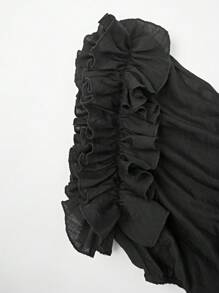 Rafferiza 春夏女士优雅修身不对称下摆连衣裙 - 黑色 - 查看 3