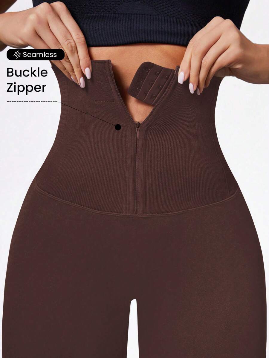 Easithlete Seamless Zipper Adjustable Sports & Yoga Leggings