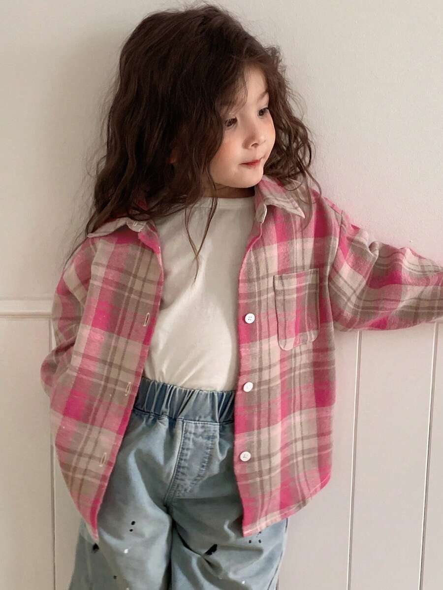 Hapijoa 少女格子休闲韩版清新可爱长袖衬衫，夏季