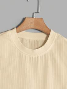 Manfinity Homme 2件套男士夏季休闲纯色背心和裤子套装 - 杏色 - 查看 6