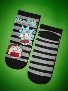 Rick and Morty X SHEIN 4 paia di calzini alla caviglia morbidi, traspiranti, che assorbono l'umidità, per uomo, con punta e tallone rinforzati, durevoli per tutte le stagioni, colori nero e verde, unisex - Multicolore - Visualizzare 10