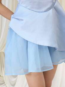 SHEIN MOD 女式蓝色无袖可拆卸领短裙 - 藍色 - 查看 6