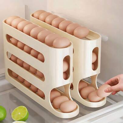 Hộp đựng trứng trượt dung tích lớn nhiều tầng - Tự động lăn, Thiết kế tiết kiệm không gian cho cửa bên tủ lạnh, Dễ dàng lấy và sắp xếp, Cho ngày lễ Phục sinh, Khay đựng trứng