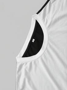 Manfinity Homme Plus Size Men's Contrast Color Patchwork Letter Print T-Shirt - Black - View 3