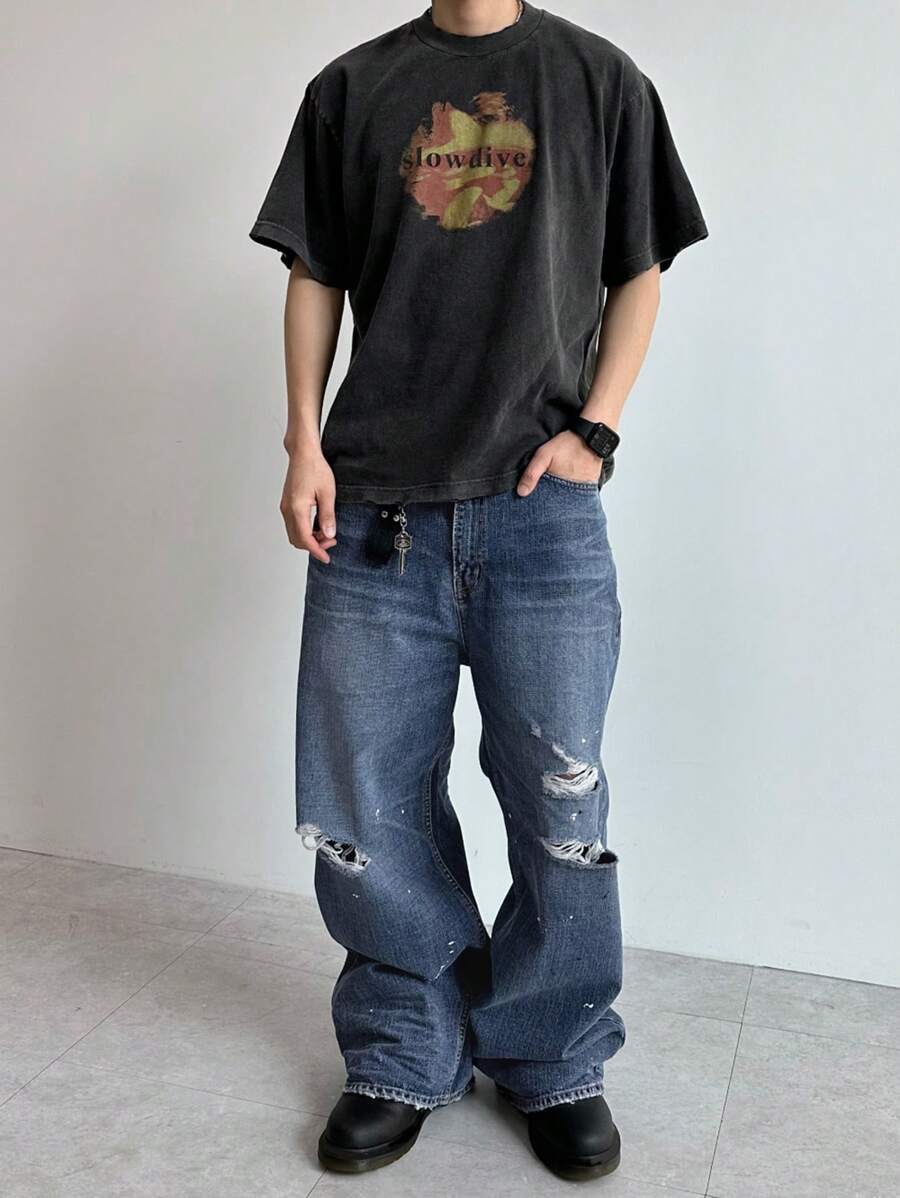 DAZY Distressed Washed Blue Men's Denim Jeans For Spring & Summer - Blue - View 1