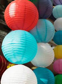 SHEIN 10 件纸灯笼套装，20 厘米/7.87 英寸中国圆形灯笼悬挂花园小纸灯笼可折叠球形灯笼，无需电力，可折叠放置 - 紙燈籠 - 查看 2