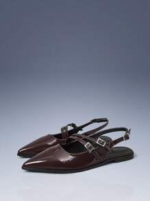 CUCCOO GRLICON 女士时尚百搭尖头平底鞋 - 棕色 - 查看 2