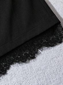 GlowEve 女士优雅纯色蕾丝边短裤 - 黑色 - 查看 4