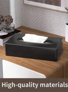 SHEIN 1pc,Hand Tissue Box Cover, Rectangular Black Wall Mounted Facial Paper Holder Dispenser, Prefert For Storage On Bathroom Vanity, Kitchen, Night Stand, Countertops Office And Car.Available In Black And White - Multicolor - View 8