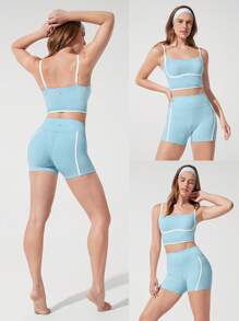 GLOWMODE 4.3'' FeatherFit™ Contrast Color Shorts Low Impact Yoga Pilates Studio Daily Casual Wear