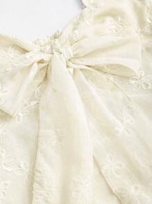 Sweetra Áo ba lỗ nữ thiết kế nơ jacquard phong cách Âu Mỹ gợi cảm bó sát ngọt ngào quyến rũ - Màu be - Xem 3