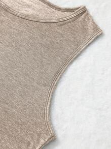 INAWLY 女式花卉和字母印花无袖圆领吊带背心，适合夏季图案 T 恤女式上衣 - 卡其色 - 查看 6