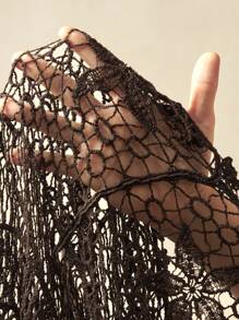 Bohemela 女士性感纯色镂空针织上衣，夏季 - 咖啡棕 - 查看 8