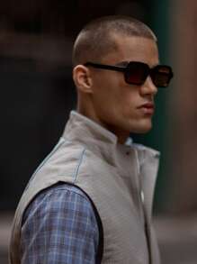 Musero Chaqueta de hombre sin mangas con cremallera estilo cinta con eslogan, detalles ocultos de cremallera, para verano y primavera, ideal para vacaciones