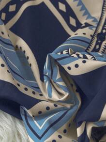 SHEIN LUNE 女士复古花卉印花灯笼袖长袖度假衬衫