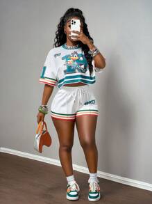 Slaydiva 夏季新款音乐节生日派对毕业季学生日常外出基本百搭休闲度假邮轮旅行海滩海边日光浴网红热销两件套短裤套装女装两件套休闲套装女式露脐上衣短裤套装女式夏季服装 - 白色 - 查看 6