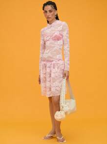 COUREZ Vestido mini con capucha y encaje de manga larga / Vestido de verano Outfits de verano para mujeres Vintage Y2K - Blanco - Ver 2