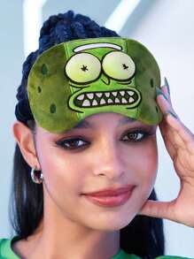 Rick and Morty X SHEIN 1 Pc 3 D Eye Shape Cucumber Eye Mask, Fun Gift, Effective Light Blocking, Soft Material, Comfortable, Suitable For Travel & Sleeping,Vacation - Multicolor - View 2
