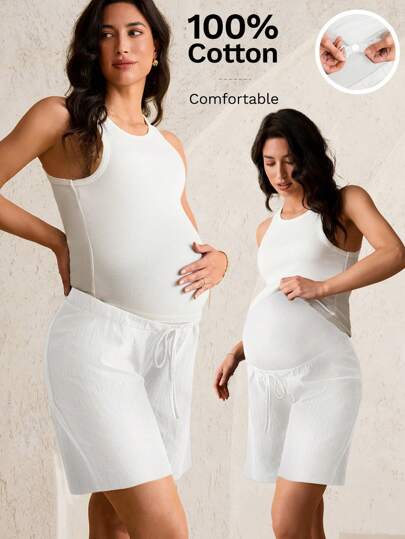 MaterniWear Enfärgade, justerbara midjor för gravida, lösa och avslappnade shorts