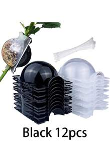 6pcs/12pcs/18pcsReusable Plant Rooting Device, Air Layering Pods, Plant Rooting Grow Box, High Pressure Propagation Ball Grafting Device Botany Root Controller Garden Plant Rooter Box, (Black/White), 2inch