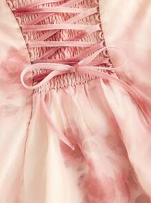 SHEIN MOD Rochie romantică franceză cu trandafir și flori, rochie de vară, rochie de absolvire - Multicolor - Vizualizare 4