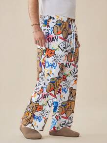 EASEVO 大码男士宽松休闲梭织长裤 - 白色 - 查看 4