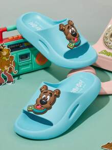 SCOOBY-DOO X SHEIN Blue Puppy Cartoon Pattern Boy And Girl Children's Slippers, EVA Material Is Light, Toe Protection, Wet Water, Suitable For Medium And Small Children's Home Bathing Or Beach Use - Baby Blue - View 10