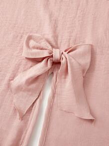 Cozy Pixies 1 件粉色雪纺蕾丝荷叶边蝴蝶结装饰婴儿车罩，防晒、防尘、防风、防虫，适合春夏季户外使用 - 藕粉色 - 查看 3