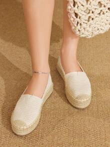 Styleloop 女士平底编织鞋，波西米亚风格，适合度假、万圣节、圣诞节和派对 - 米色 - 查看 4