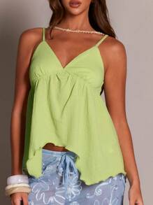 Athîral Women's Lime Peplum Cami Top - Green - View 5