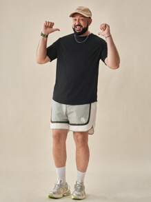 EASEVO Men Plus Size Solid Plain Casual Short Sleeve Round Neck Tee, For Going Out, Summer