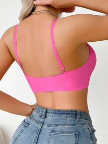 1pc Women Seamless Jelly Bra, Soft Support Backless Underwire Free Lift & Enhance Brassiere - Pink - View 2