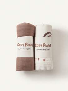 Cozy Pixies 2 piezas/paquete Mantas de muselina ligeras y transpirables para bebé con estampado arcoíris y caqui, certificadas Oeko-Tex - Multicolor - Ver 2